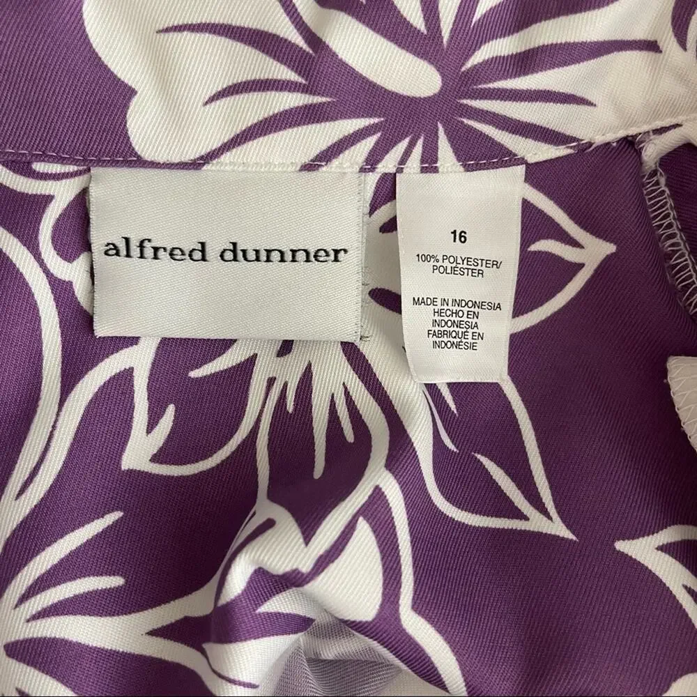 Alfred Dunner purple white tropical floral lightweight beach cruise jacket 16